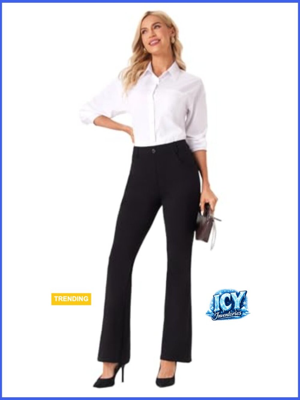Stretchy Straight Leg Dress Pants Slacks with Pockets - Picture 3 of 7